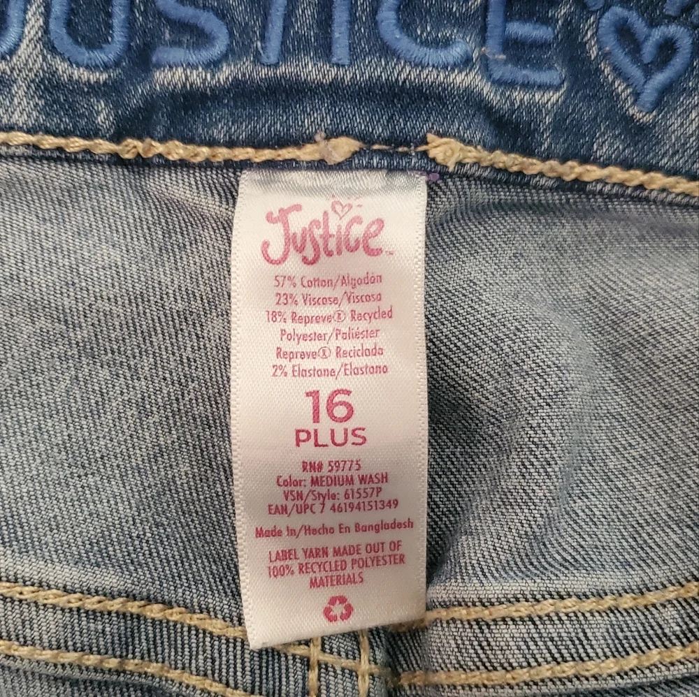 2 pairs Justice Skinny full length & Straight leg ankle length Jeans 16 plus